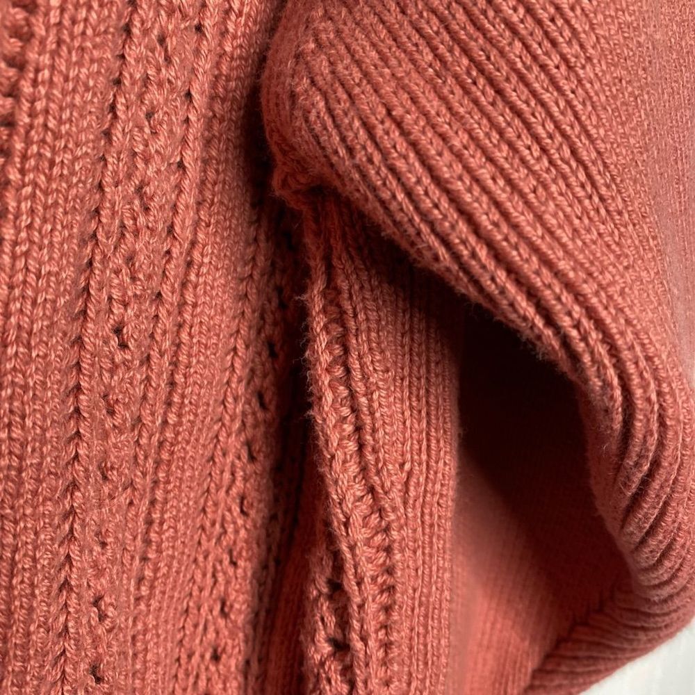 J. Crew Point Sur Boxy Pointelle Cable Knit Pullover Sweater Drop Shoulder Mauve - Picture 7 of 11